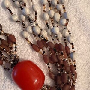 Elegant Red and Brown Beaded Necklace